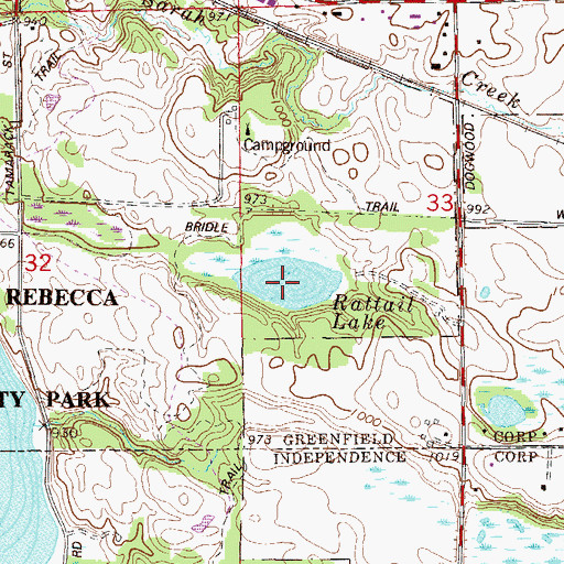 Topographic Map of Rattail Lake, MN