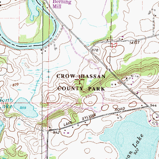 Topographic Map of Crow-Hassan County Park, MN