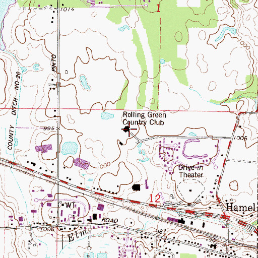 Topographic Map of Rolling Green Country Club, MN
