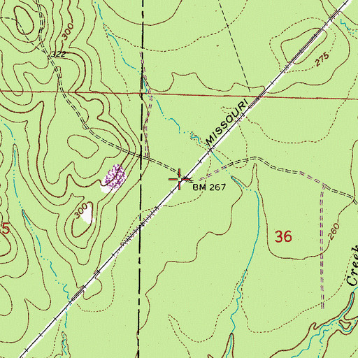 Topographic Map of Cunningham (historical), AR