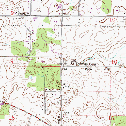 Topographic Map of Old Saint Thomas Cemetery, MN