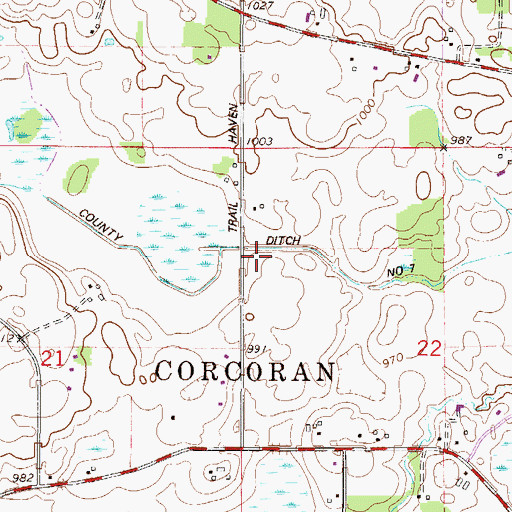 Topographic Map of County Ditch Number Seven, MN