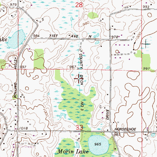 Topographic Map of County Ditch Number Three, MN
