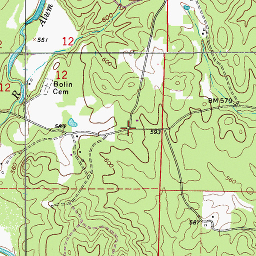 Topographic Map of Curtis (historical), AR