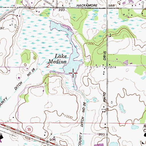 Topographic Map of County Ditch Number Twenty-six, MN