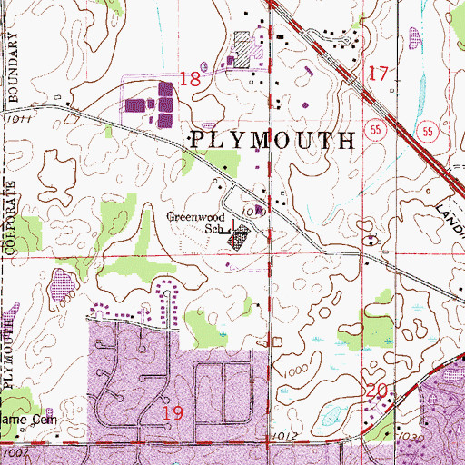 Topographic Map of Greenwood School, MN