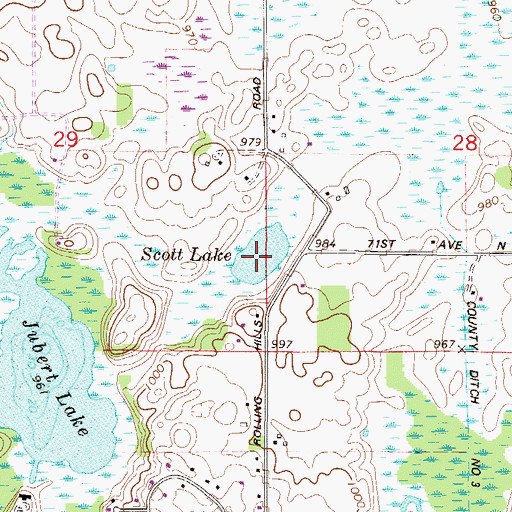 Topographic Map of Scott Lake, MN