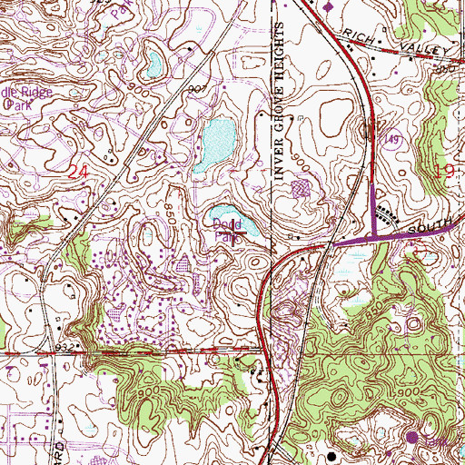 Topographic Map of Captain Dodd Park, MN