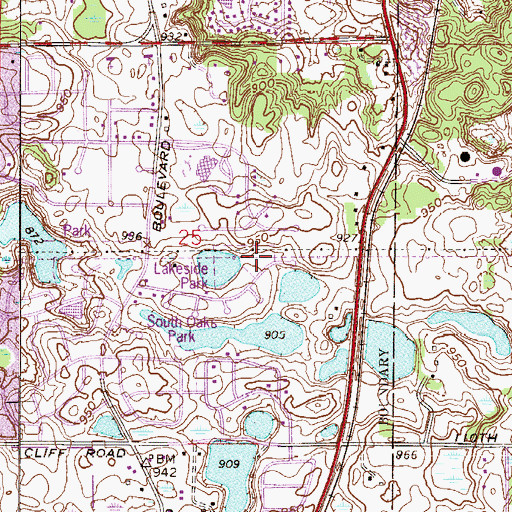 Topographic Map of Lakeside Park, MN