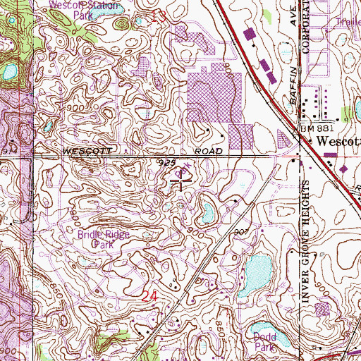 Topographic Map of Wandering Walk Park, MN
