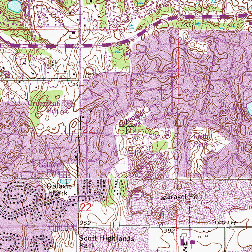 Topographic Map of Greenleaf Park, MN