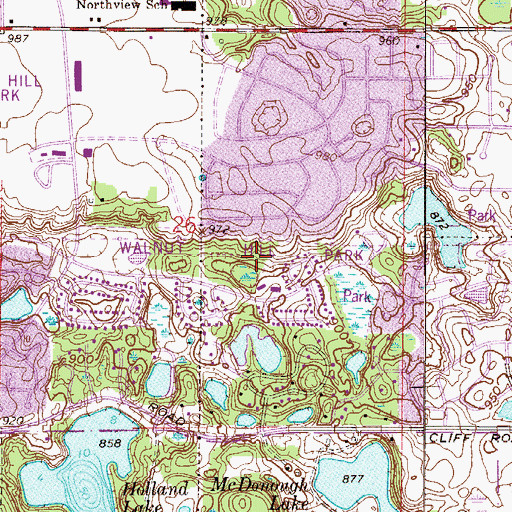 Topographic Map of Walnut Hill Park, MN