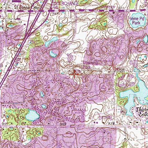 Topographic Map of Downing Park, MN