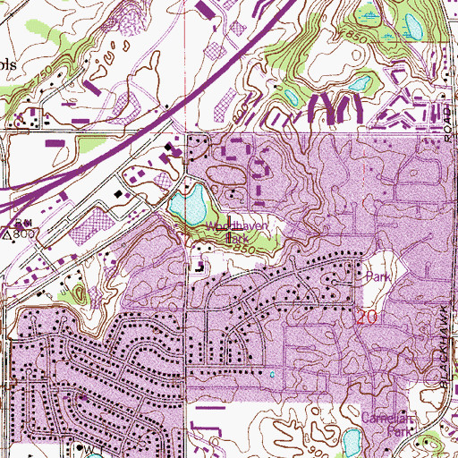 Topographic Map of Woodhaven Park, MN