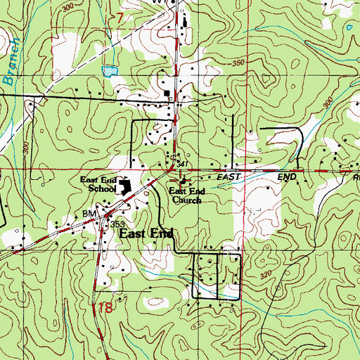 Topographic Map of East End Church, AR