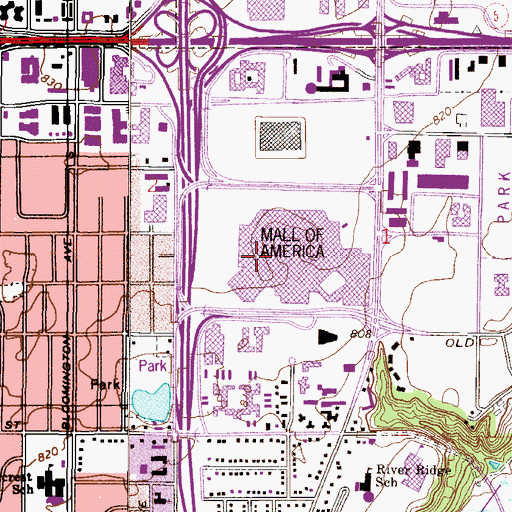 Topographic Map of Mall of America, MN