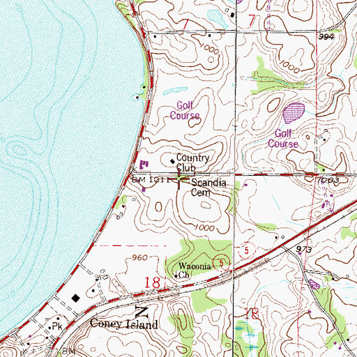 Topographic Map of Scandia Cemetery, MN