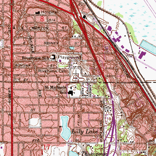 Topographic Map of Riverview Cemetery, MN