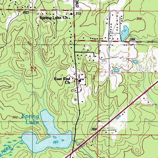 Topographic Map of East End Church, AR