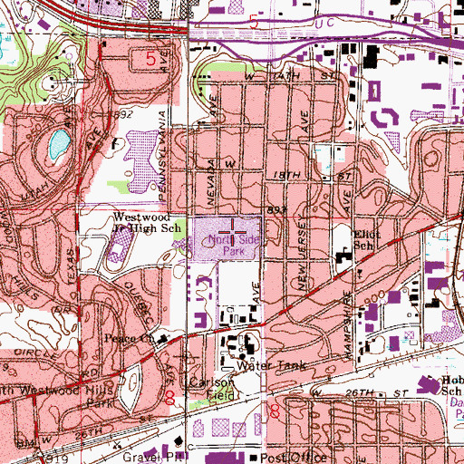 Topographic Map of North Side Park, MN