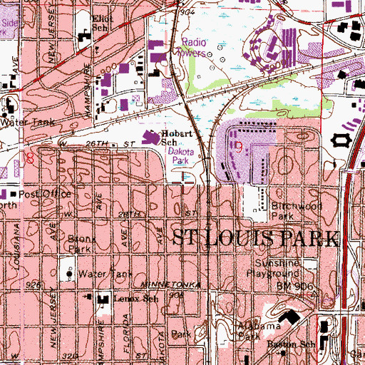 Topographic Map of Dakota Park, MN