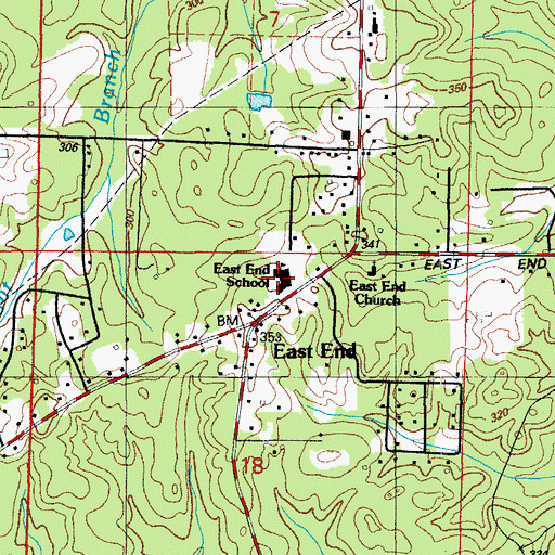 Topographic Map of East End School, AR