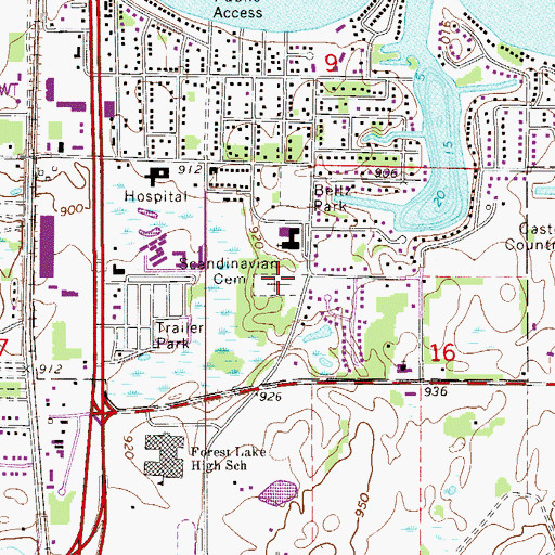 Topographic Map of Scandinavian Cemetery, MN