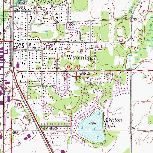 Topographic Map of Saint Paul Church, MN