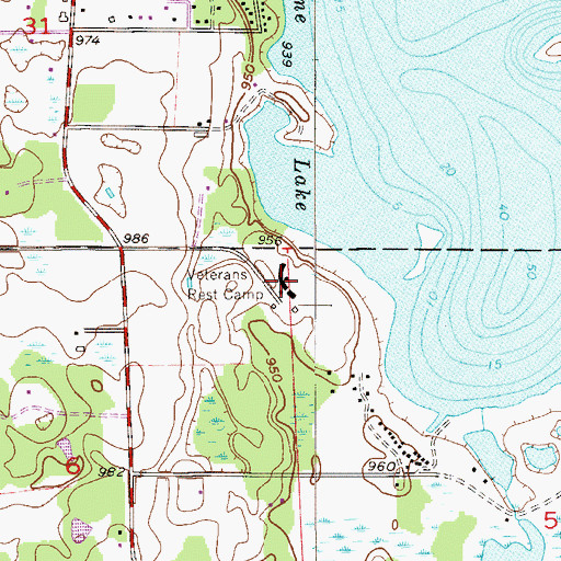 Topographic Map of Veterans Rest Camp, MN