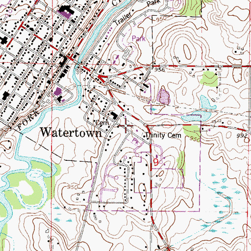 Topographic Map of Trinity Cemetery, MN