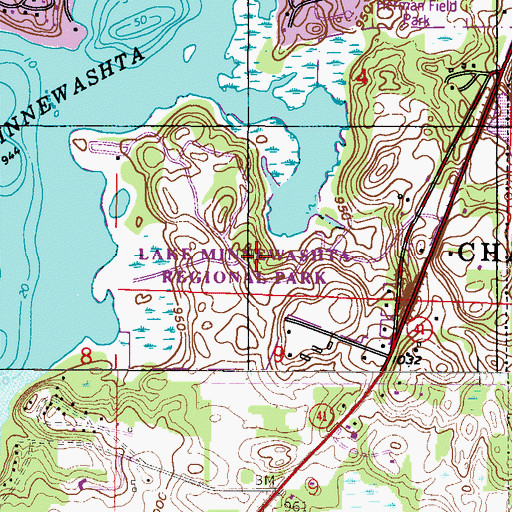 Topographic Map of Lake Minnewashta Regional Park, MN