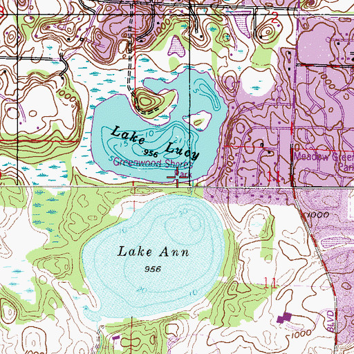 Topographic Map of Greenwood Shores Park, MN