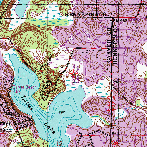 Topographic Map of North Lotus Lake Park, MN