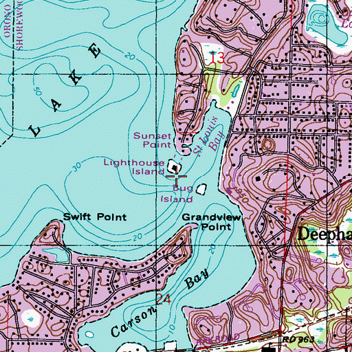 Topographic Map of Light-House Island, MN