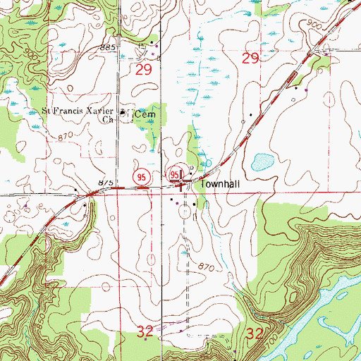 Topographic Map of Townhall, MN