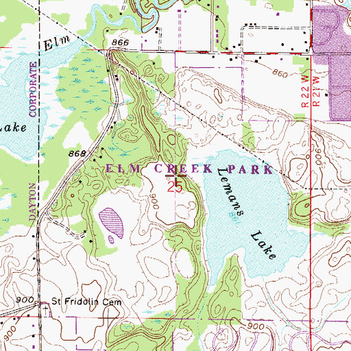 Topographic Map of Elm Creek Park, MN