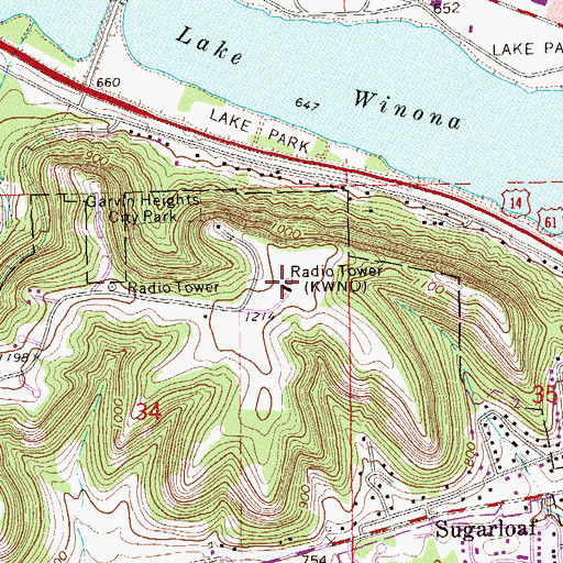 Topographic Map of KWNO Radio Tower, MN