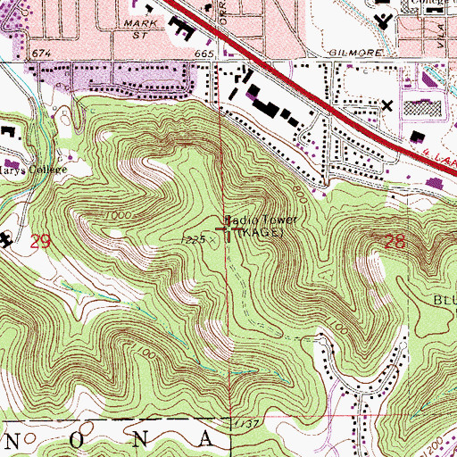 Topographic Map of KAGE Radio Tower, MN