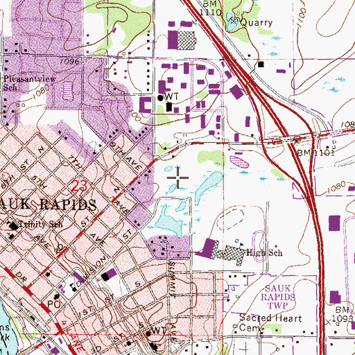 Topographic Map of WVAL Radio Tower, MN