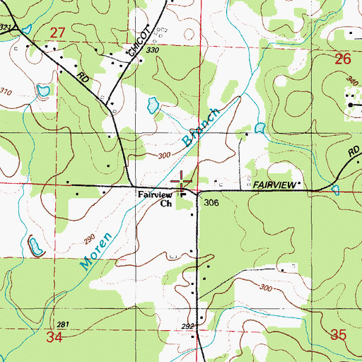 Topographic Map of Fairview School (historical), AR