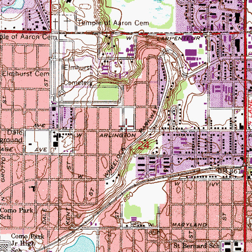Topographic Map of Arlington School (historical), MN