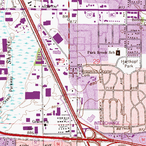 Topographic Map of Brooklyn - Crystal Cemetery, MN