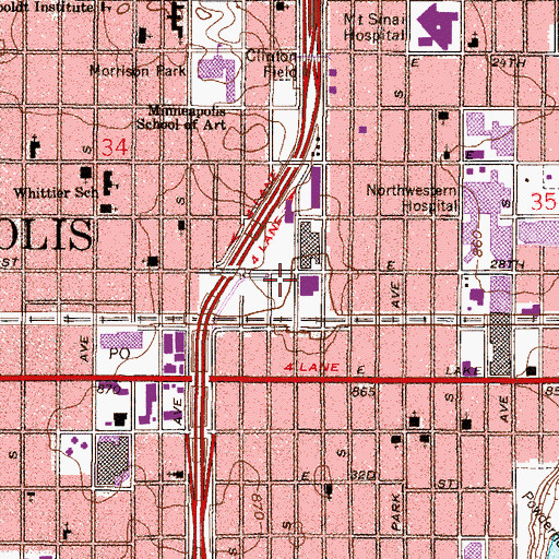 Topographic Map of Clinton School (historical), MN