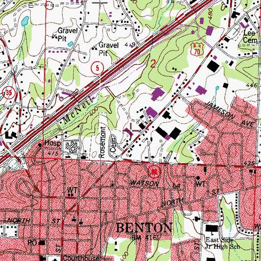 Topographic Map of Ferguson Plaza Shopping Center, AR