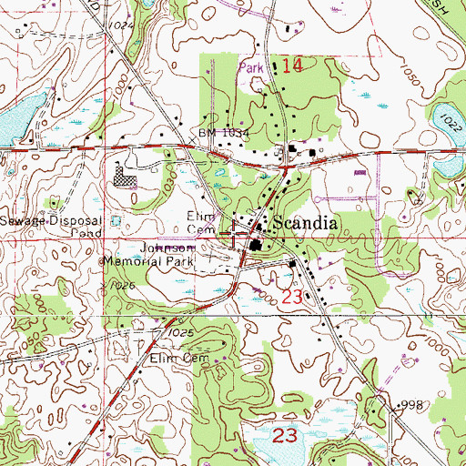 Topographic Map of Elim Cemetery, MN