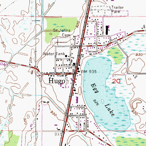 Topographic Map of Hugo, MN