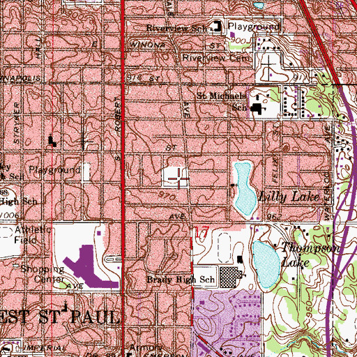 Topographic Map of Oakdale School (historical), MN