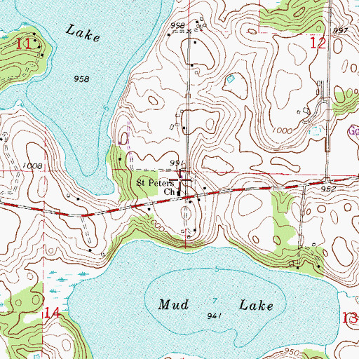 Topographic Map of Saint Peters School (historical), MN