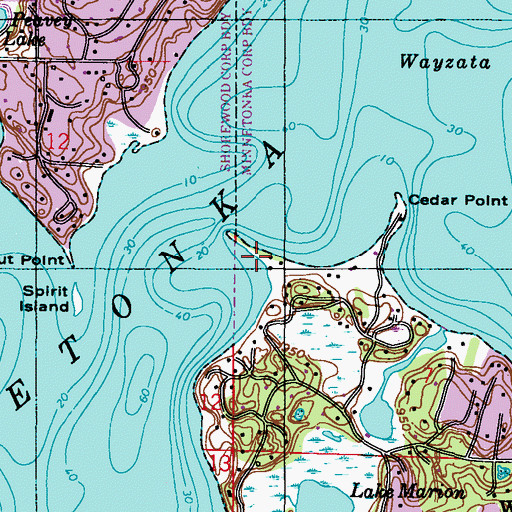 Topographic Map of Breezy Point, MN