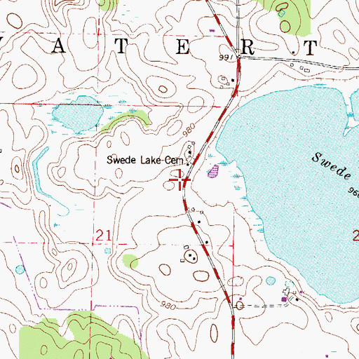 Topographic Map of Swede Lake School (historical), MN